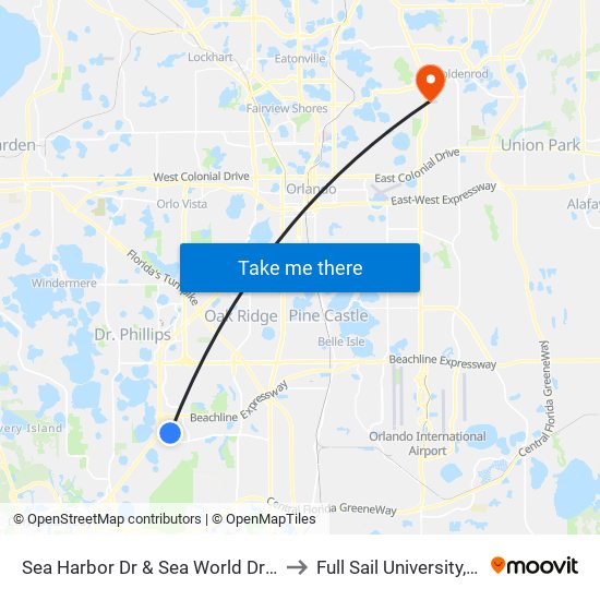 Sea Harbor Dr & Sea World Dr (Renaissance) to Full Sail University, Building 3 map