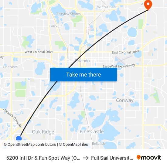 5200 Intl Dr  & Fun Spot Way (Outlet Marketplace) to Full Sail University, Building 3 map