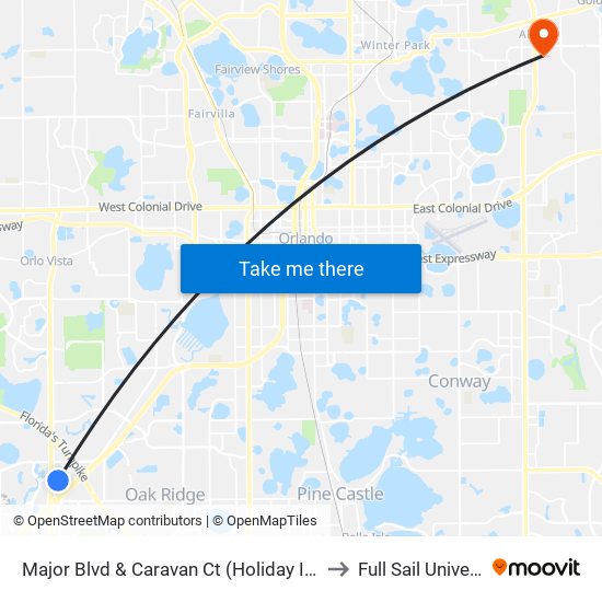 Major Blvd & Caravan Ct (Holiday Inn & Suites / Clarion Inn & Suites) to Full Sail University, Building 3 map