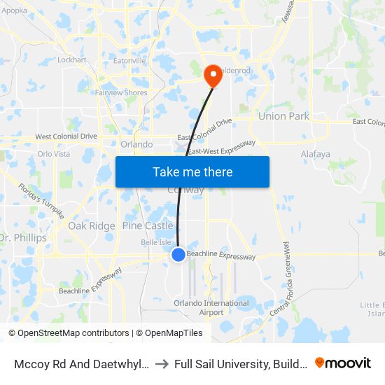 Mccoy Rd And Daetwhyler Dr to Full Sail University, Building 3 map