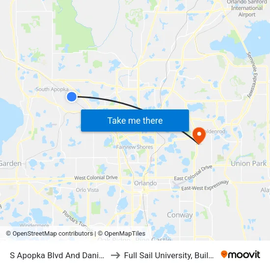 S Apopka Blvd And Danisco Pl to Full Sail University, Building 3 map