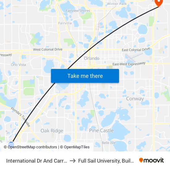 International Dr And Carrier Dr to Full Sail University, Building 3 map