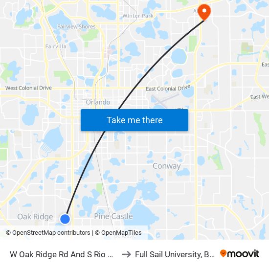 W Oak Ridge Rd And S Rio Grande Ave to Full Sail University, Building 3 map