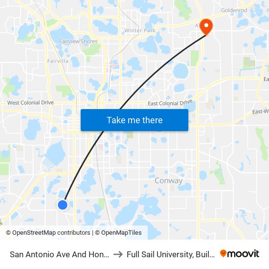 San Antonio Ave And Honour Rd to Full Sail University, Building 3 map