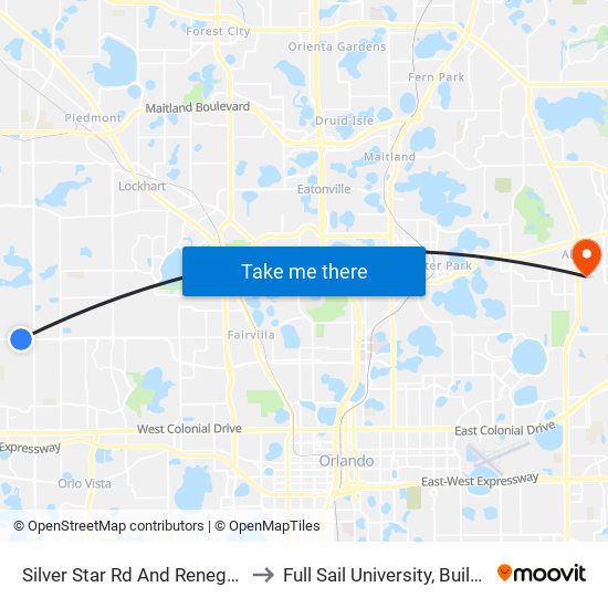 Silver Star Rd And Renegade Dr to Full Sail University, Building 3 map