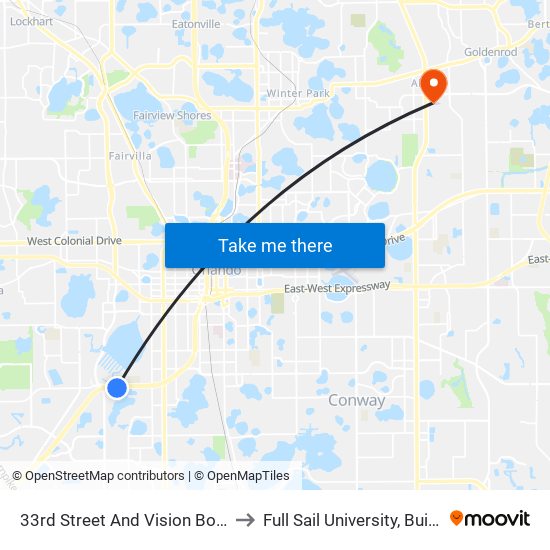 33rd Street And Vision Boulevard to Full Sail University, Building 3 map