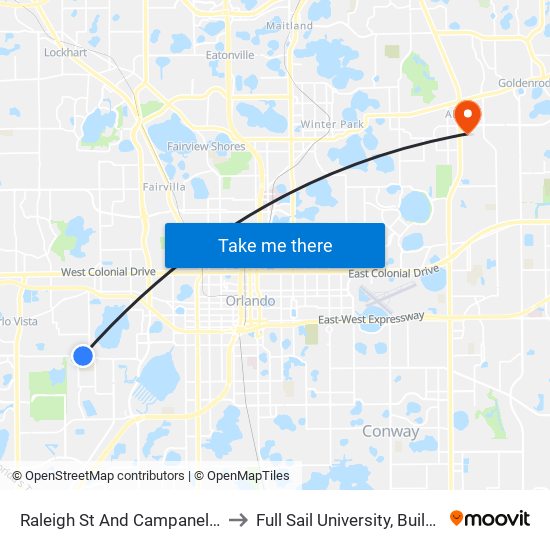 Raleigh St And Campanella Ave to Full Sail University, Building 3 map