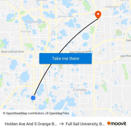 Holden Ave And S Orange Blossom Trl to Full Sail University, Building 3 map