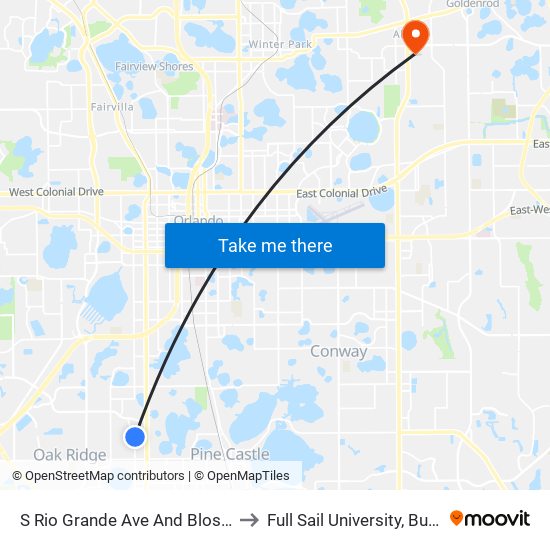 S Rio Grande Ave And Blossom Ter to Full Sail University, Building 3 map