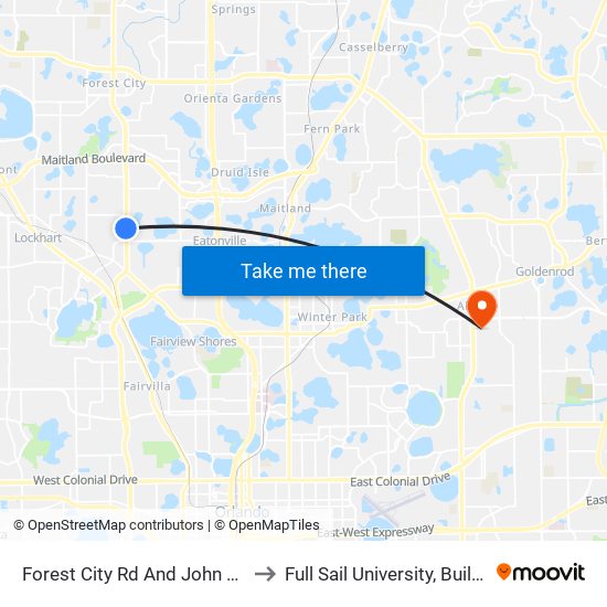 Forest City Rd And John Paul Dr to Full Sail University, Building 3 map