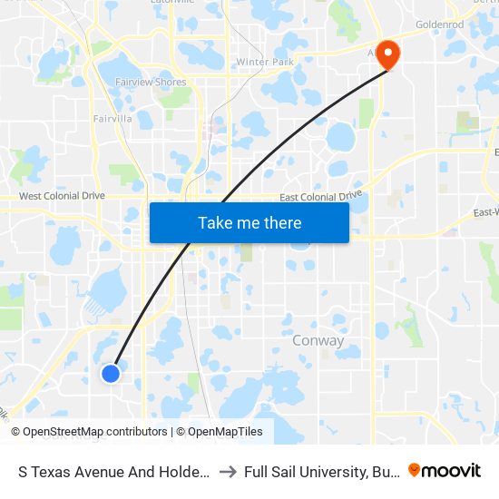 S Texas Avenue And Holden Avenue to Full Sail University, Building 3 map