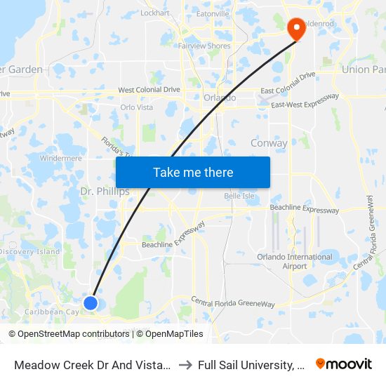 Meadow Creek Dr And Vistana Centre Dr to Full Sail University, Building 3 map