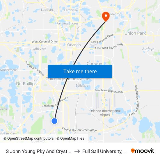 S John Young Pky And Crystal Creek Blvd to Full Sail University, Building 3 map