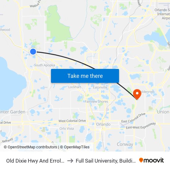 Old Dixie Hwy And Errol Pky to Full Sail University, Building 3 map