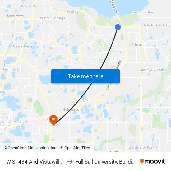 W Sr 434 And Vistawilla Dr to Full Sail University, Building 3 map