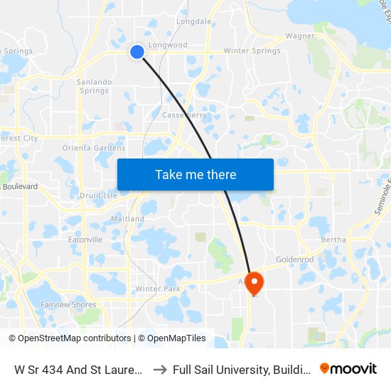 W Sr 434 And St Laurent St to Full Sail University, Building 3 map