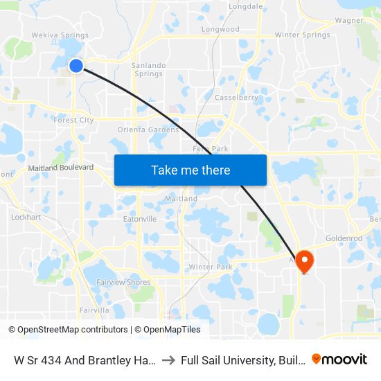 W Sr 434 And Brantley Harbor Dr to Full Sail University, Building 3 map