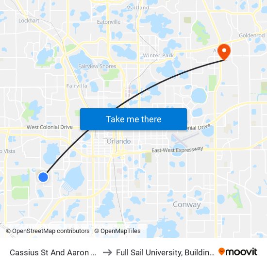 Cassius St And Aaron Ave to Full Sail University, Building 3 map