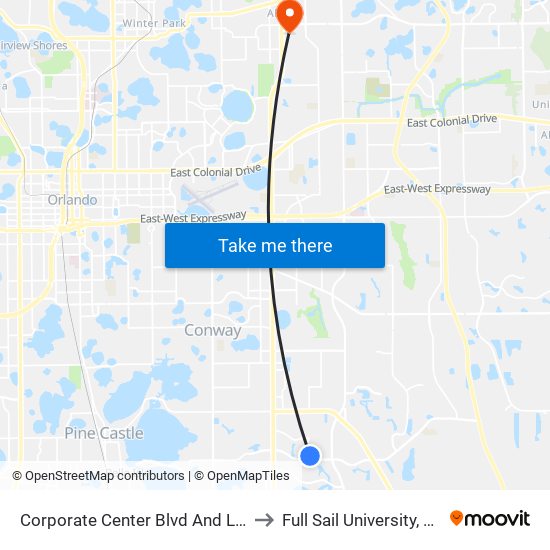 Corporate Center Blvd And Leevista Blvd to Full Sail University, Building 3 map