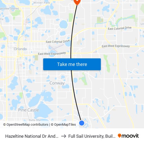 Hazeltine National Dr And Tpc Dr to Full Sail University, Building 3 map