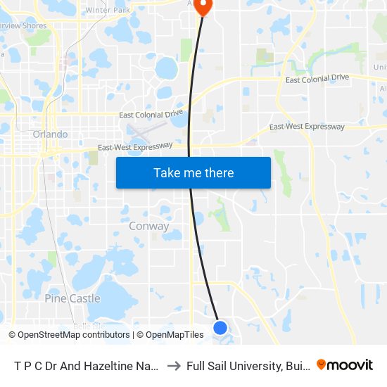 T P C Dr And Hazeltine National Dr to Full Sail University, Building 3 map