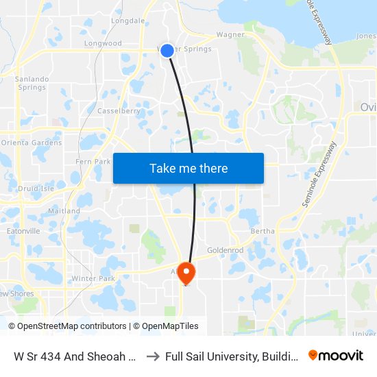 W Sr 434 And Sheoah Blvd to Full Sail University, Building 3 map