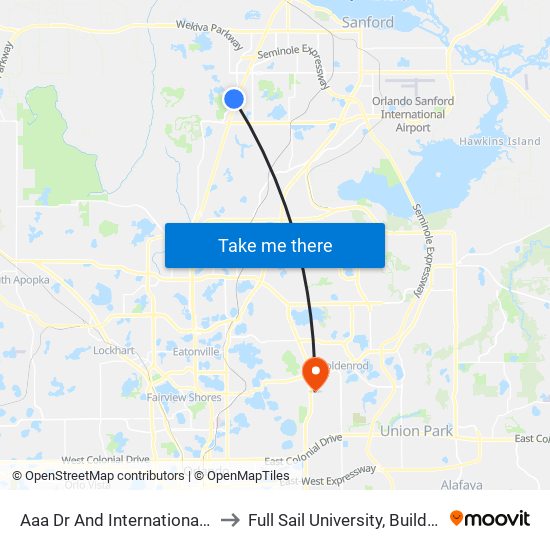 Aaa Dr And International Pky to Full Sail University, Building 3 map