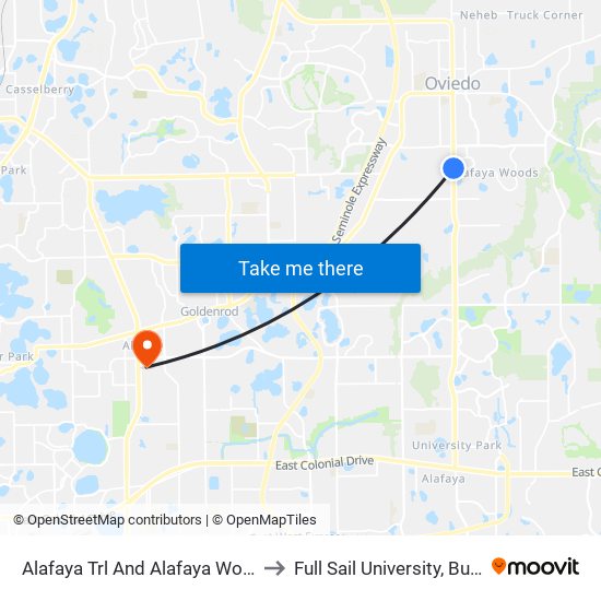 Alafaya Trl And Alafaya Woods Blvd to Full Sail University, Building 3 map