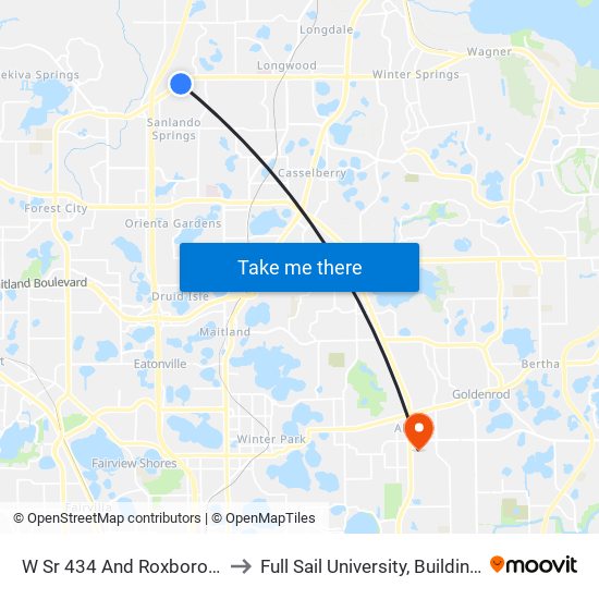 W Sr 434 And Roxboro Rd to Full Sail University, Building 3 map