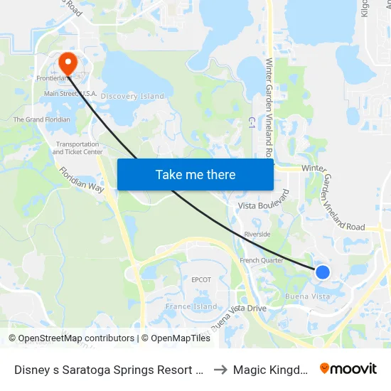 Disney s Saratoga Springs Resort Spa to Magic Kingdom map