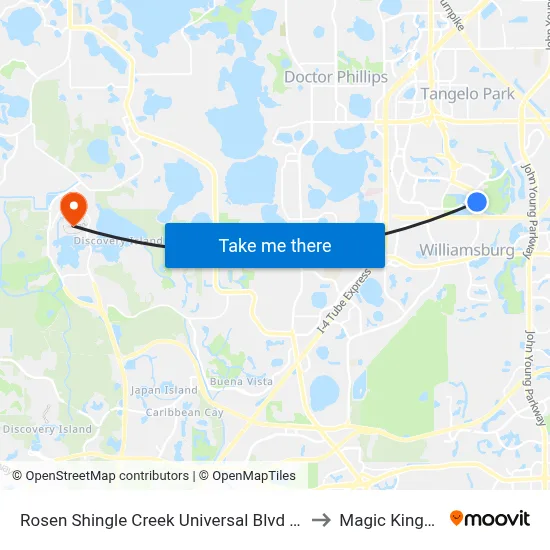 Rosen Shingle Creek Universal Blvd Orlando to Magic Kingdom map