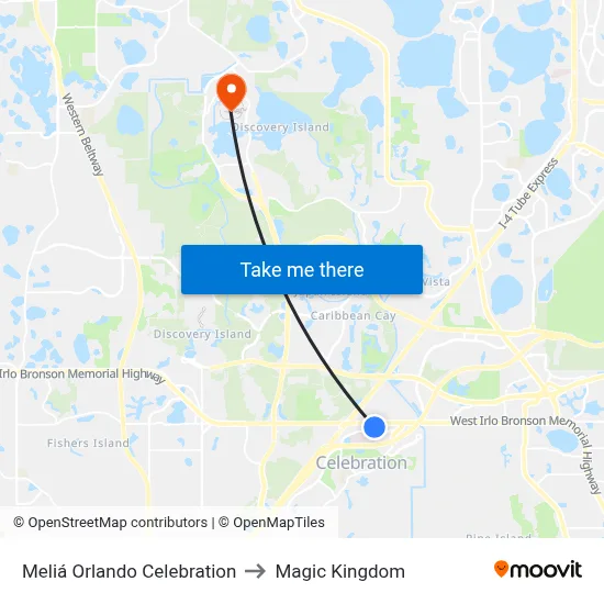 Meliá Orlando Celebration to Magic Kingdom map