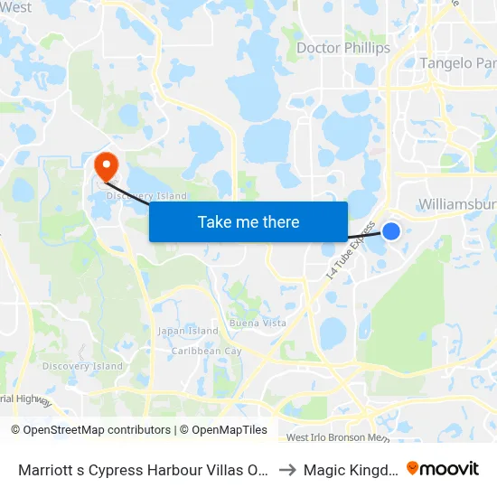 Marriott s Cypress Harbour Villas Orlando to Magic Kingdom map
