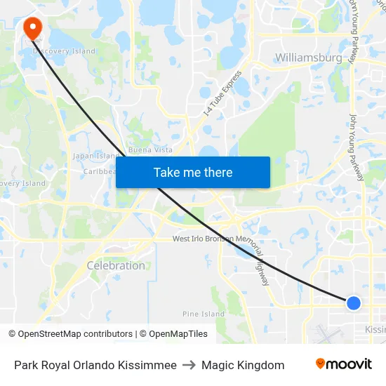 Park Royal Orlando Kissimmee to Magic Kingdom map