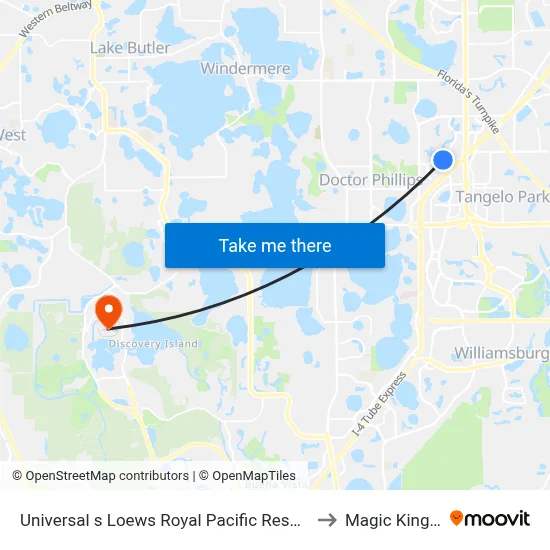 Universal s Loews Royal Pacific Resort Orlando to Magic Kingdom map