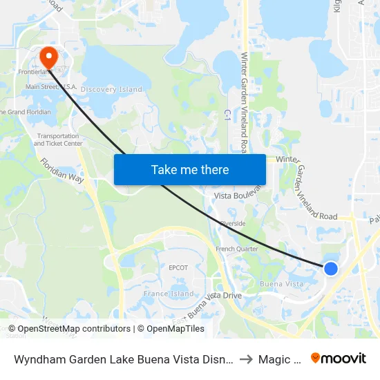 Wyndham Garden Lake Buena Vista Disney Springs® Resort Area Orlando to Magic Kingdom map