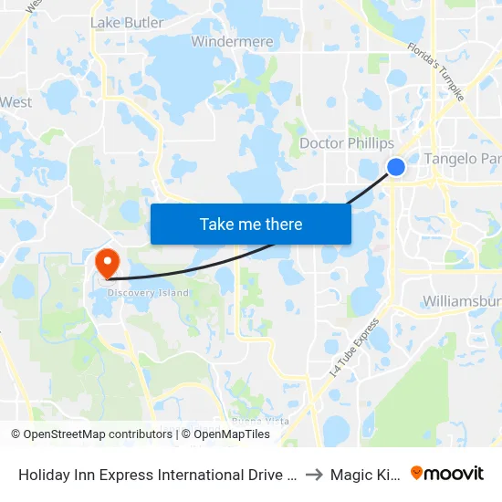 Holiday Inn Express International Drive an IHG Hotel Orlando to Magic Kingdom map