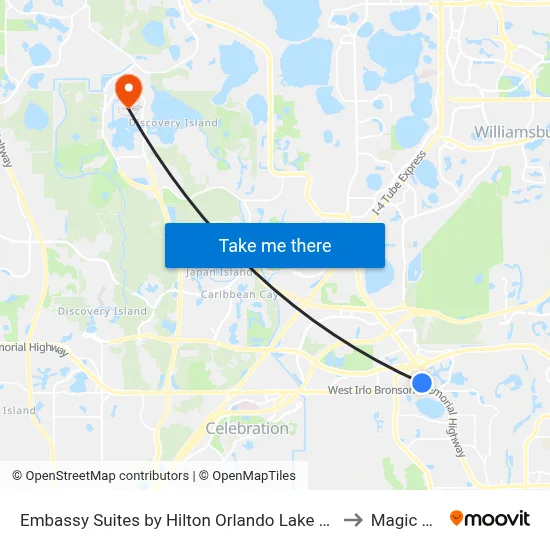 Embassy Suites by Hilton Orlando Lake Buena Vista South Kissimmee to Magic Kingdom map