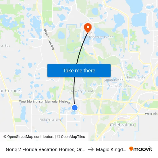 Gone 2 Florida Vacation Homes, Orlando to Magic Kingdom map