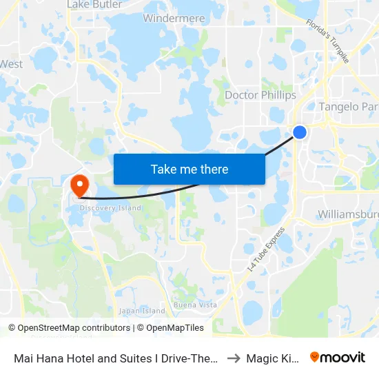 Mai Hana Hotel and Suites I Drive-Theme Parks, Orlando to Magic Kingdom map
