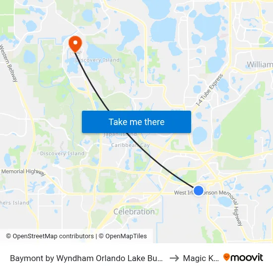 Baymont by Wyndham Orlando Lake Buena Vista South, Kissimmee to Magic Kingdom map