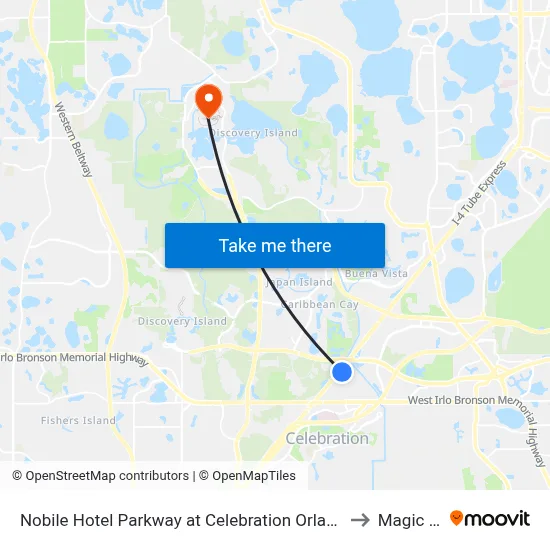 Nobile Hotel Parkway at Celebration Orlando Very Close to Disney Theme Parks to Magic Kingdom map