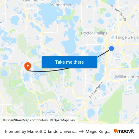Element by Marriott Orlando Universal Blvd. to Magic Kingdom map