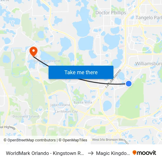 WorldMark Orlando - Kingstown Reef to Magic Kingdom map