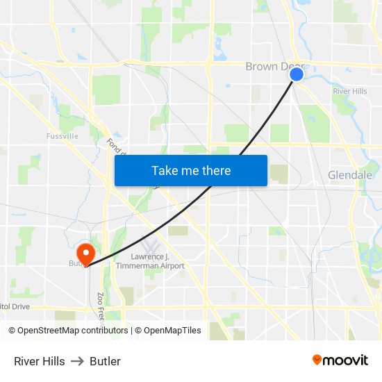 River Hills to Butler map