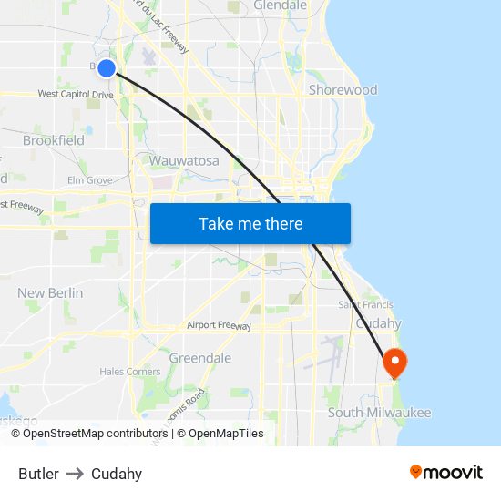 Butler to Cudahy map