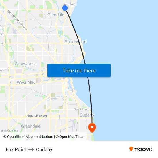 Fox Point to Cudahy map