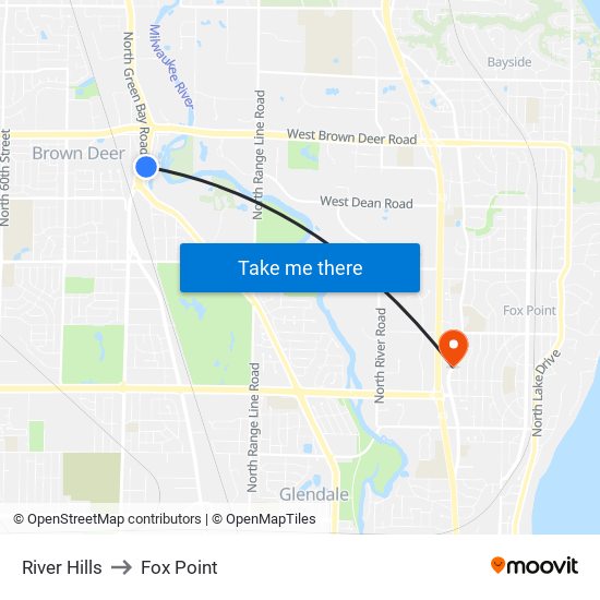 River Hills to Fox Point map