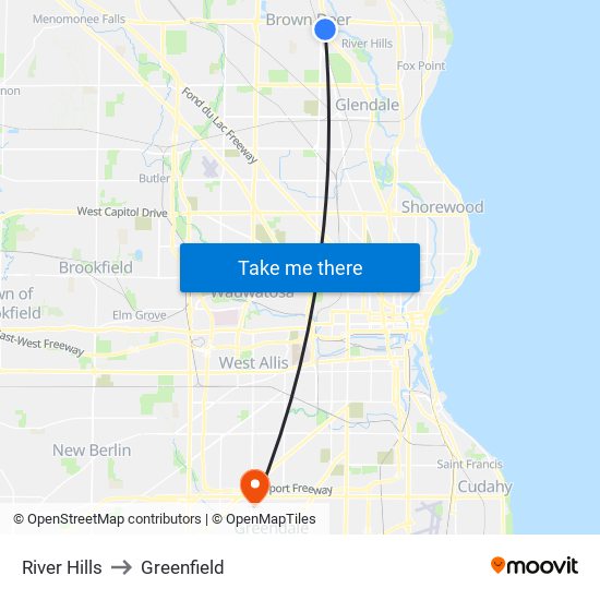 River Hills to Greenfield map