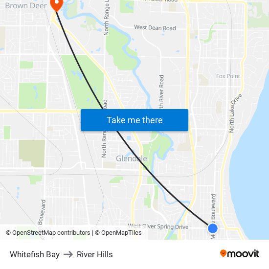 Whitefish Bay to River Hills map